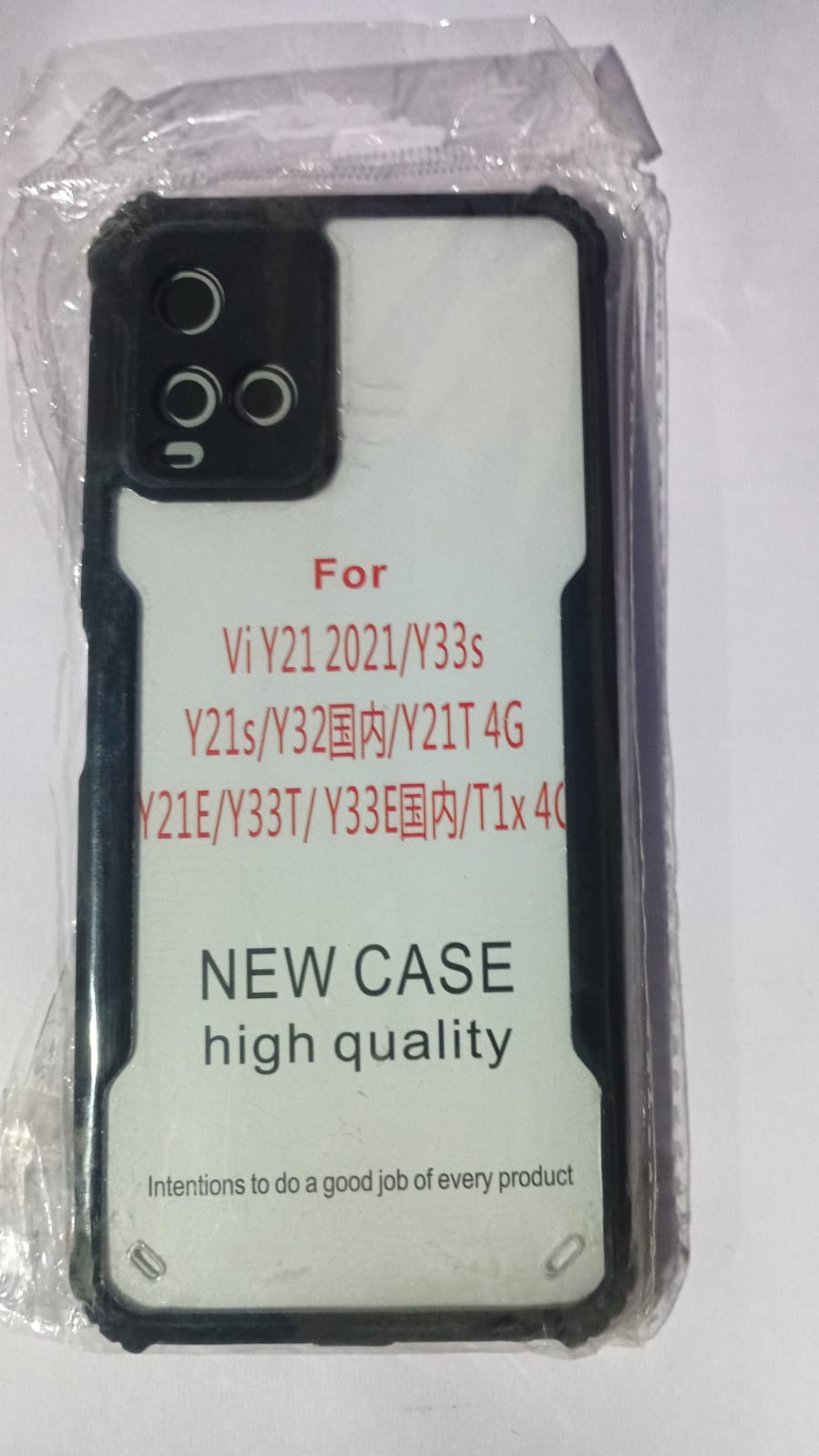 Back Case Cover for Vivo Y33s / Vivo Y21 2021 | Compatible for Vivo Y33s / Vivo Y21 2021 Back Case Cover | Clear Case with Camera Protection | (TPU + PC | Matte Black)